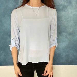 💙 Forever 21 blue & sheer chic blouse top! 💙